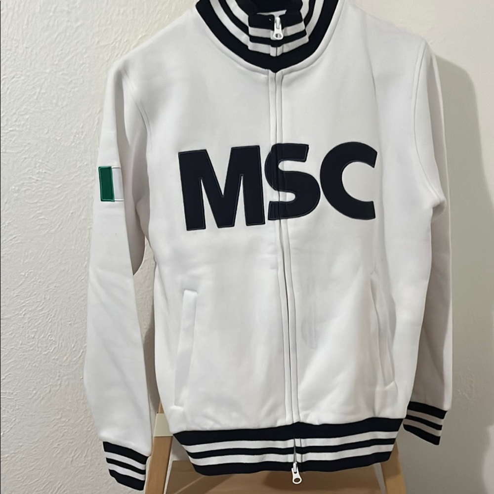 MSC White Bomber Jacket with Black Trim